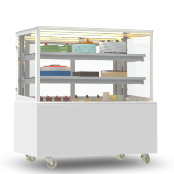 乐创（lecon）蛋糕柜展示柜商用水果保鲜柜冷藏寿司饮料熟食玻璃陈列(白色直角1.8米落地式)YM-FLZG-18