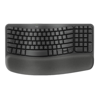 罗技（Logitech）Wave Keys波浪键盘 人体工学键盘 办公键盘 无线键盘 蓝牙键盘 配备软垫掌托 3台设备连接 石墨黑