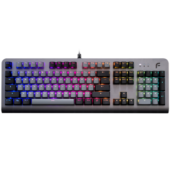 迪摩（DEARMO）F31机械键盘有线键盘游戏键盘104键RGB背光键盘吃鸡键盘电脑键盘 太空银 红轴