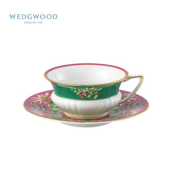 WEDGWOOD威基伍德 漫游美境杯碟套组 粉红荷花 140ml欧式骨瓷下午茶咖啡具