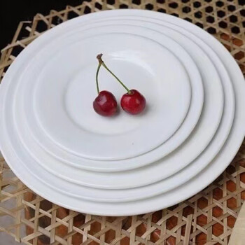敏奈 白色盘子陶瓷圆盘吐骨碟商用牛排西餐盘 6英寸平盘 10个起售