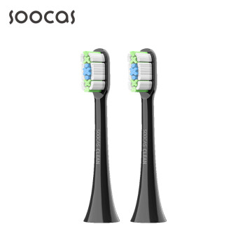 素士(SOOCAS)电动牙刷头 成人 两支装通用清洁型X3通用刷头BH01B黑色