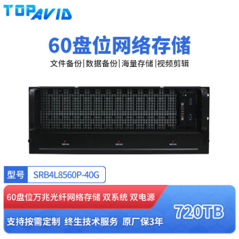 TOPAVID SRB4L8560P 60盘40G万兆光纤 标配720TB企业级存储容量 共享磁盘阵列 音视频制作共享网络存储