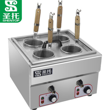 圣托（Shentop）四头煮面炉商用 多功能电热台式煮面机 不锈钢电汤粉炉麻辣烫锅 STAC-MD4