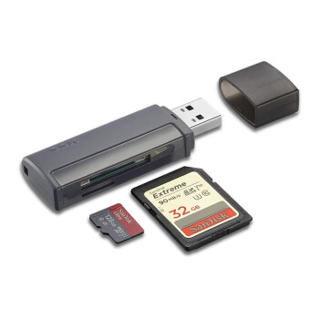 飚王（SSK）USB3.1 SD卡 TF卡 手机电脑 两用相机卡 SCRM400 读卡器 双卡双读 黑色