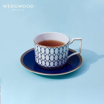 WEDGWOOD威基伍德 金粉年华 午夜蓝220ml杯碟套组 骨瓷欧式下午茶咖啡具