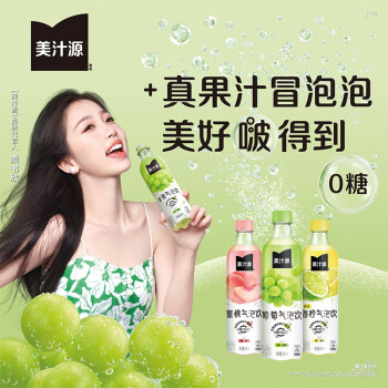 可口可乐（Coca-Cola）美汁源 Minute Maid 无糖饮料 葡萄气泡饮 480ml*12瓶 整箱装