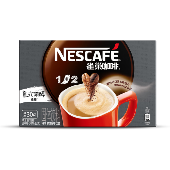 雀巢（Nestle）速溶咖啡粉1+2特浓低糖*微研磨三合一学生工作冲调饮品30条390g