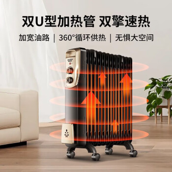 澳柯玛取暖器家用电暖气暖风机电热油汀取暖器能电暖器 黑+金11片 智能恒温 2000W-11