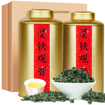 润虎 铁观音茶叶 礼盒装504g(252g*2罐) 清香型茶叶 聚茶