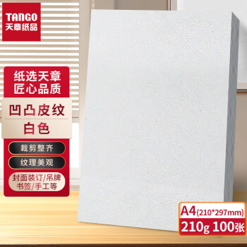 天章 （TANGO） A4封面纸双面彩色卡纸硬厚手工卡纸白色210g 100张
