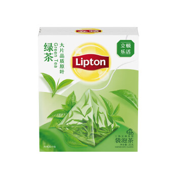 立顿（Lipton）乐活绿茶三角茶包S20  袋泡双囊茶包1.5g*20包