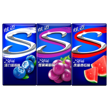 炫迈无糖口香糖28片3盒装 西瓜葡萄蓝莓多口味组合装 休闲零食151.2g