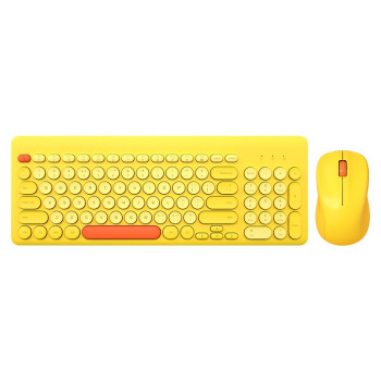 航世（BOW）MK221 无线键盘鼠标套装 混彩复古巧克力无线键鼠 笔记本台式通用键鼠套装 柠檬黄
