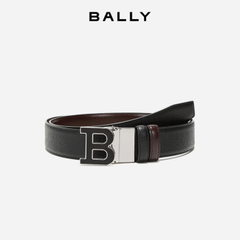 巴利（BALLY）男士板扣式双面腰带黑色棕色 110礼物
