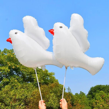 鋆寻周边和平鸽子气球 护士节周年庆开业运动会可放飞气球 鸽子+红色托杆（10套）