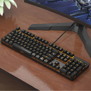 JL真机械键盘鼠标套装 背光游戏台式电脑笔记本键鼠套装 电竞吃鸡机械键鼠套 黑色橙光 青轴