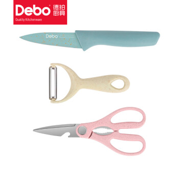 德铂(Debo) 格里芬不锈钢水果刀套装 削皮刀水果刀具剪刀三件套DEP-807