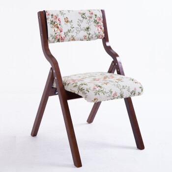 实木折叠椅布艺餐椅简约现代靠背椅宿舍椅简易办公椅麻将椅子 棕架 白