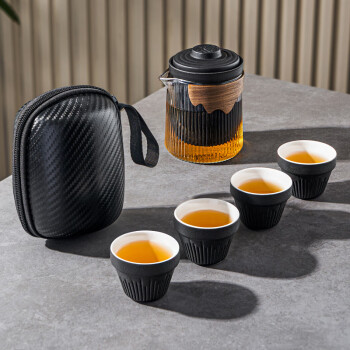 泥也旅行茶具便携式快客杯茶具三件套露营户外茶杯简易泡茶具野外套装