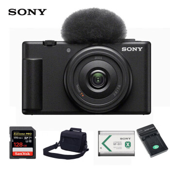 索尼（SONY）ZV-1F 数码相机 Vlog/4K视频/美肤拍摄/学生入门/超广角 ZV1F 黑色128G套装