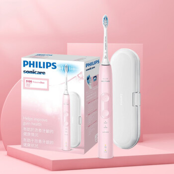 飞利浦(PHILIPS) 电动牙刷 健康护龈型 成人声波震动牙刷(自带牙刷盒) 3种模式 力度感应 粉色 HX6856/12