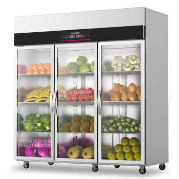 乐创（lecon）展示柜冷藏保鲜柜 超市饭店水果蔬菜大容量冰柜六门玻璃门LC-YDG06C/A