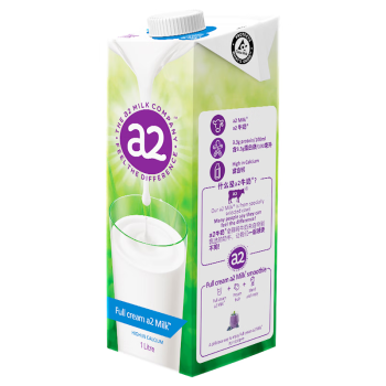 a2澳洲进口 全脂纯牛奶营养早餐学生高钙牛奶1L装*2 家庭分享装