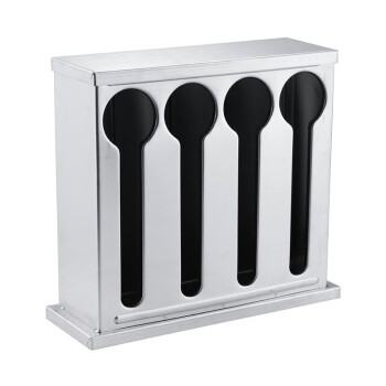 美尚源方形不锈钢餐厅勺子架带盖汤匙盒收纳架筷子筒 大孔4格收纳架