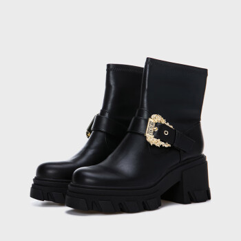 范思哲Versace Jeans Couture女士SOPHIE短靴靴子 黑色 38 礼物