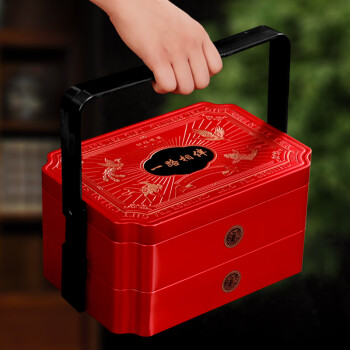 博馨 BOXIN 大红袍茶叶礼盒 一路相伴双层武夷岩茶含茶具茶叶红铁盒装 3件起购DP