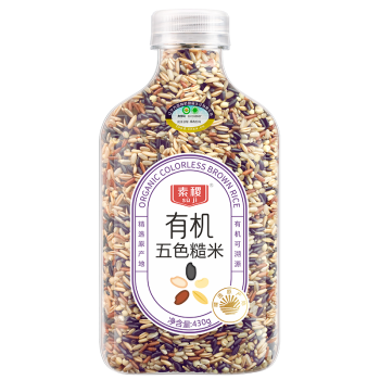 素稷（SUJI）有机五色糙米430g 黑米糙米红米高粱米燕麦米 混合粥米