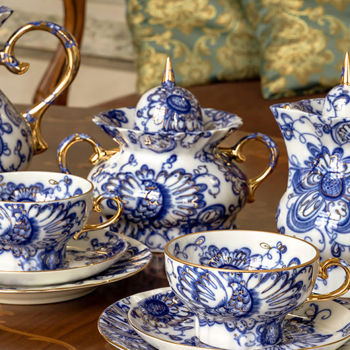 俄皇茶具凤歌系列下午茶手绘描金瓷器高颜值瓷器 糖罐