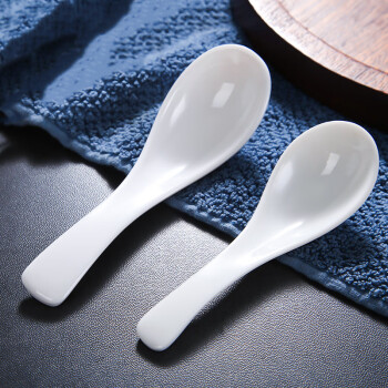 Edo 密胺汤勺商用 餐厅饭店带勾仿瓷塑料长柄小勺子 20个起售 白色