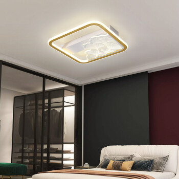2021新款现代简约金色客厅灯创意个性卧室灯书房灯亚克力吸顶灯正方形