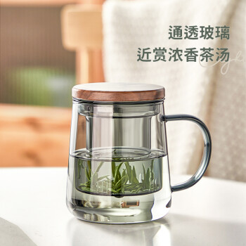 忆壶茶 茶杯玻璃杯茶水分离茶道杯泡茶杯办公室加厚耐热过滤红绿茶杯水杯子