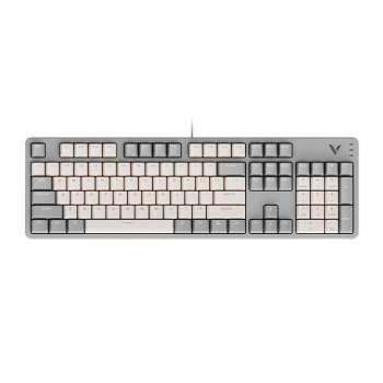 雷柏（Rapoo） V500PRO米灰升级款 104键有线背光机械键盘 PBT双色键帽办公游戏全键无冲可编程键盘 快银轴