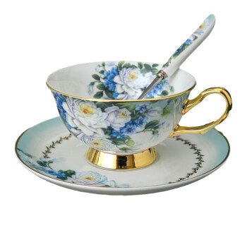骏十七 AQ紫罗兰咖啡杯陶瓷咖啡杯碟勺套装茶具茶杯-1杯1碟1勺