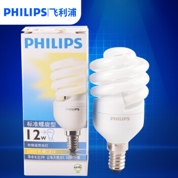 
                                                            飞利浦PHILIPS节能灯全螺旋型三基色e14小螺口客厅厨房吊灯光源灯泡 12w 白光                
