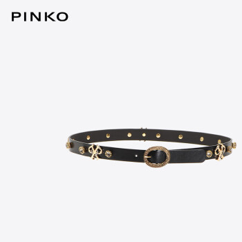 PINKO 女士针扣款镶嵌时尚腰带 黑色 M 2cm