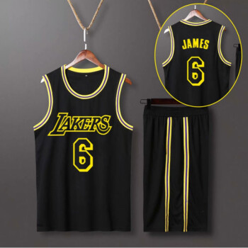 湖人球衣詹姆斯23号球衣湖人24篮球服城市版短袖套装戴维斯3黑色套装6