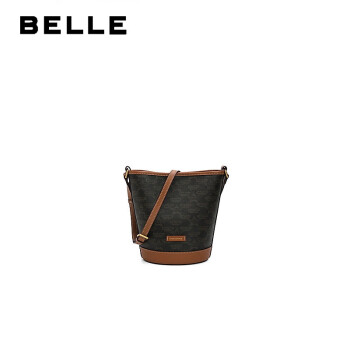 Belle 女复古通勤单肩斜挎水桶包 X6910AX4 咖色 