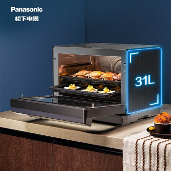 松下（Panasonic）蒸烤箱电烤箱31L大容量电烤箱 家用蒸烤箱蜂巢循环蒸烤炸一体机多功能 NU-SC360BXPE