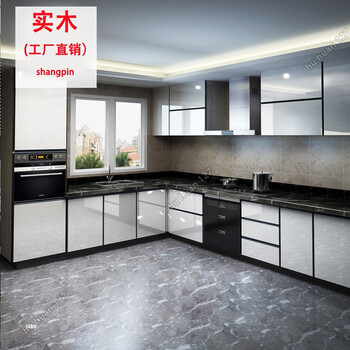 全屋整体厨房橱柜定做现代简约轻奢白色烤漆玻璃门定制衣厨柜订制货款