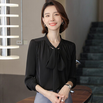 衬衫女长袖气质休闲蝴蝶结打底上衣2021年秋冬时尚通勤ol百搭外穿职业