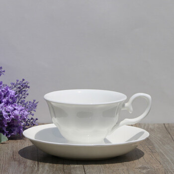 鹏博陶瓷咖啡杯碟陶瓷纯白欧式下午茶咖啡杯套装  英式杯碟*1