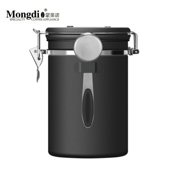 Mongdio 咖啡豆密封罐 304不锈钢咖啡粉保存罐单项排气储物罐含勺