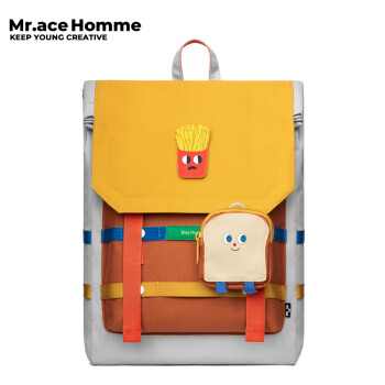 Mr.ace Homme大容量旅行背包男学生双肩包通勤书包女休闲电脑包吃货系列
