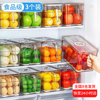 家の物语（KATEI STORY）日本冰箱收纳盒厨房保鲜盒食品级蔬果鸡蛋加厚计时可冷冻3件装