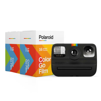 宝丽来（Polaroid）Go 袖珍型一次成像全新迷你拍立得相机时尚精巧 黑色 套装二 相机+彩色双包装胶片*2